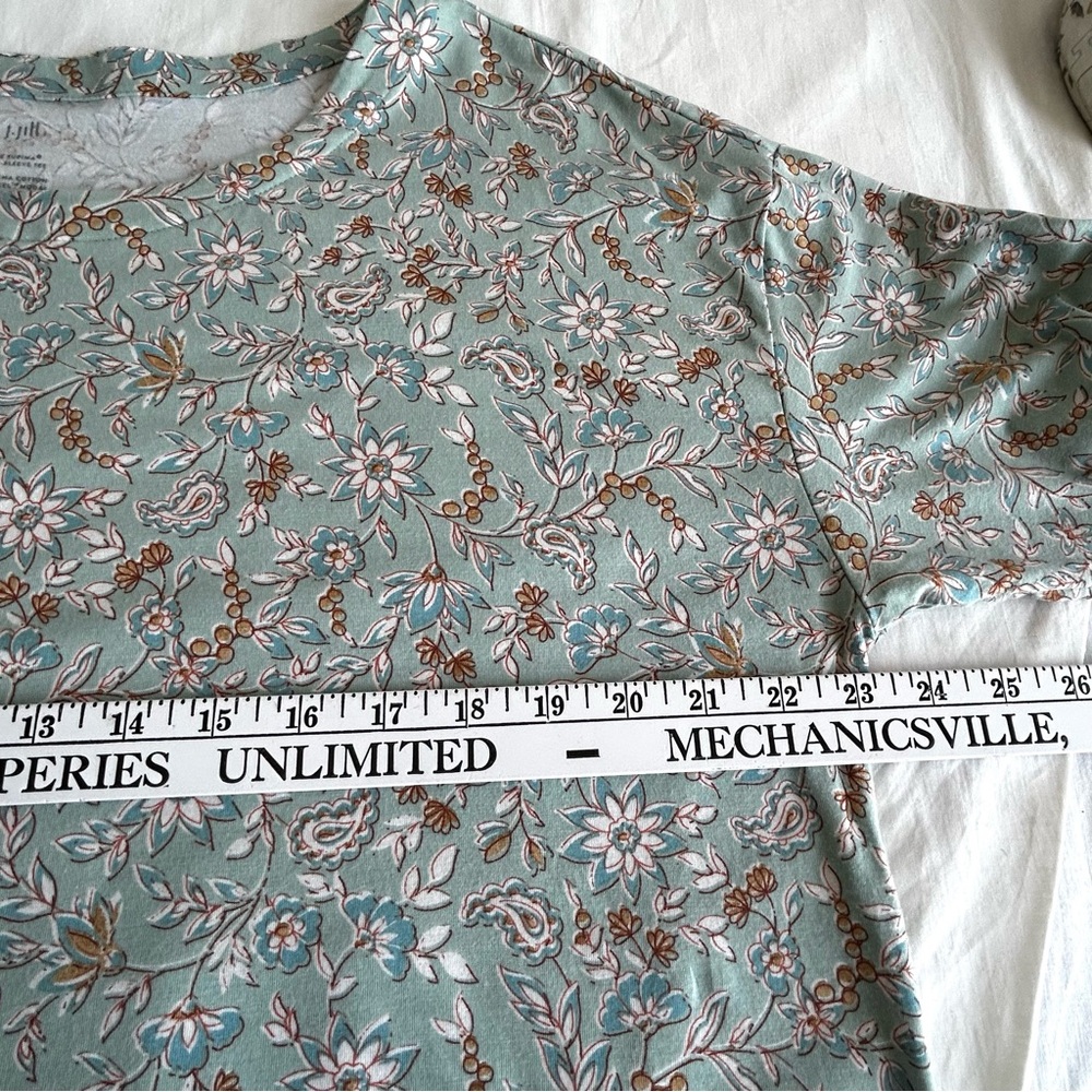 J Jill Luxe Supima Floral Print BoHo Elbow Sleeve Tee T-shirt Top - Picture 13 of 15